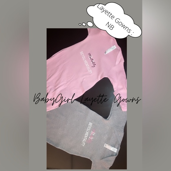 NewBorn Layette Gowns w/ Fold Over Mitten Cuffs - Handcrafted by BeYou.Mentality - Picture 3 of 4